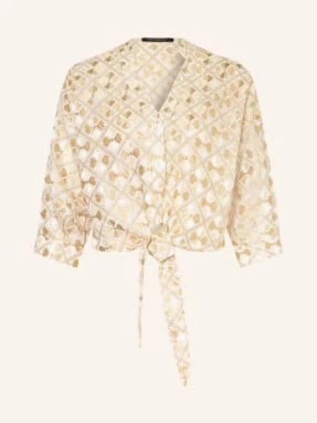 Greek Archaic Kori Bluzka Flakes Z Rękawami weiss złota