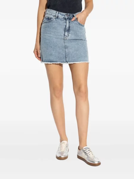 Fustă din denim Gestuz cu talie înaltă albastru