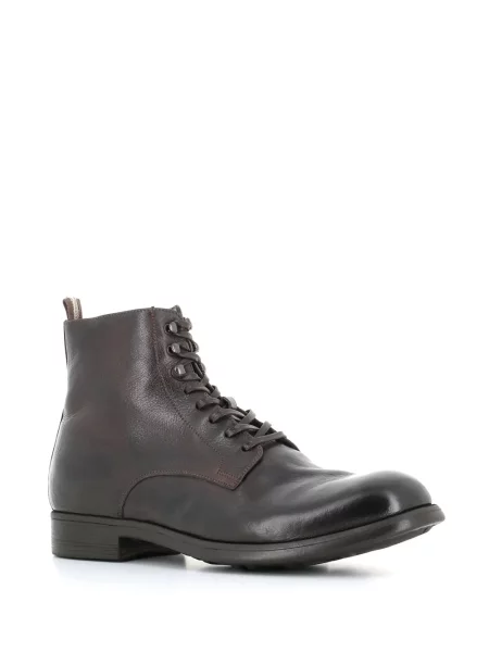 Botine chelsea Officine Creative cu șireturi din dantelă maro