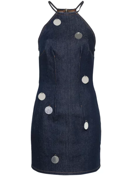 Sukienka jeansowa David Koma garniturowa lustrzanki niebieska