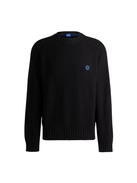 Sweter Hugo Boss z logo wełniany czarny