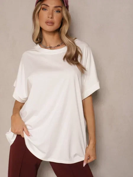 T-shirt z Wiskozą o Fasonie Nietoperza Tanalitha biały