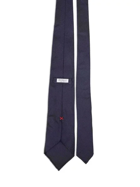 Cravată Brunello Cucinelli cu broderie albastru