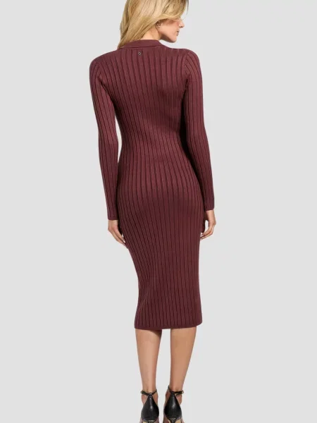Платье миди Guess бордовое