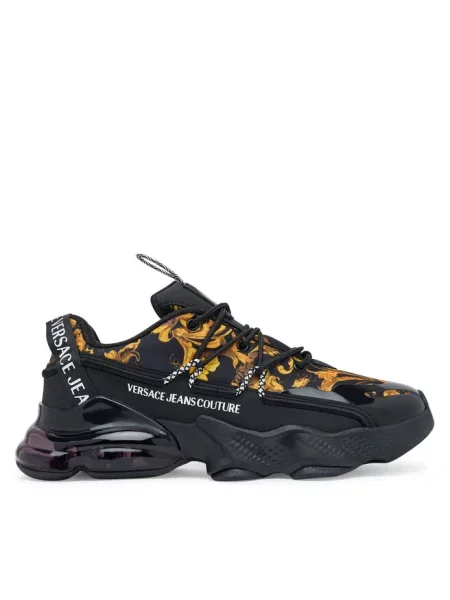 Versace Buty Mężczyzna 42 EU Sneakersy z Błyszczącymi Wstawami czarny