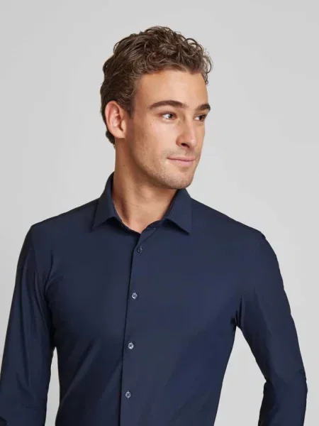Super krój slim fit koszula biznesowa z kołnierzykiem kent Jake*s granatowa