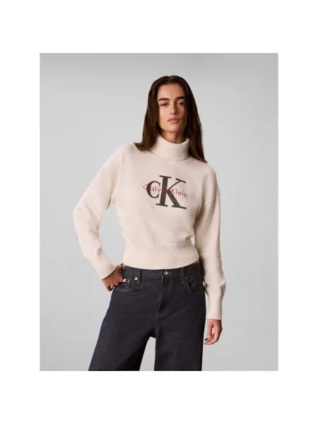 Calvin Klein Jeans Bluză cu gât Crem bej