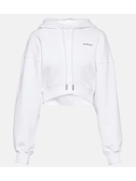 Hanorac cu glugă Off-white cu imagine alb