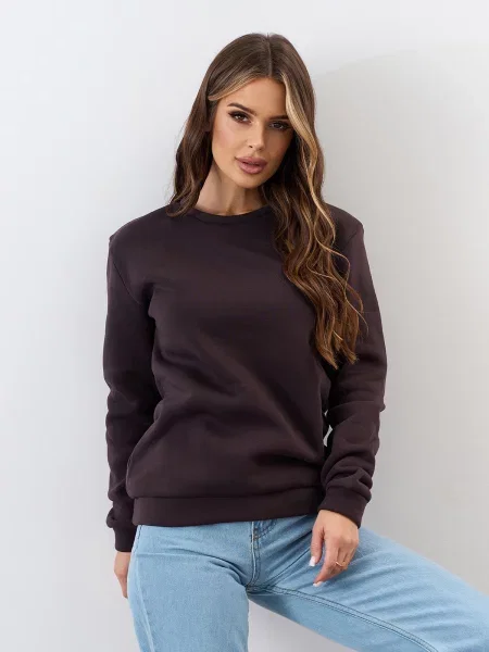 Світшот ISSA Plus темно-коричневий комбінований верх коричневий