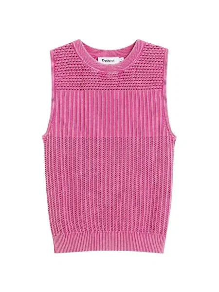 Tricou Desigual fără mâneci albastru