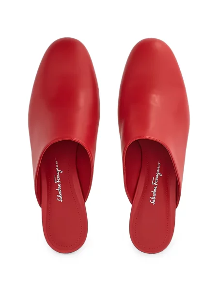 Papuci tip mules Ferragamo din piele roșu