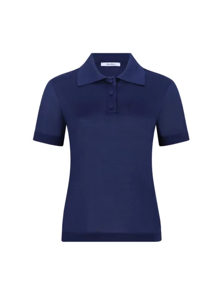 Koszulka polo Max Mara z krótkim rękawem niebieska