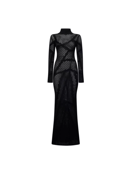 Długa sukienka maxi John Richmond wełniana z siateczki czarna