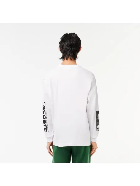 Lacoste Koszulka Loose Fit Z Nadrukiem René biała