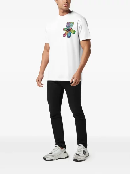 Tricou Philipp Plein cu imagine teddy alb