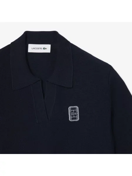 Lacoste Dziana Koszulka Polo Regular Fit Z Otwartym Kołnierzykiem I Naszywką granatowa