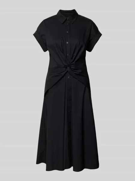 Sukienka koszulowa z wiązanym detalem model ‘CIAN’ Lauren Ralph Lauren czarna