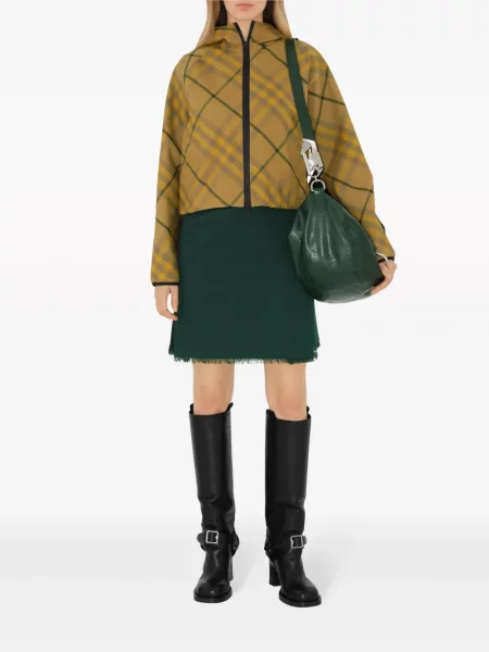 Vilnonis plisuotas plisuotas sijonas Burberry žalia