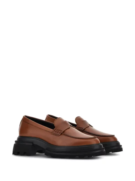 Pantofi loafer Hogan din piele chunky maro