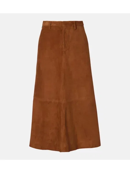 Midi-suknja Citizens Of Humanity od brušene kože iznad koljena smeđa