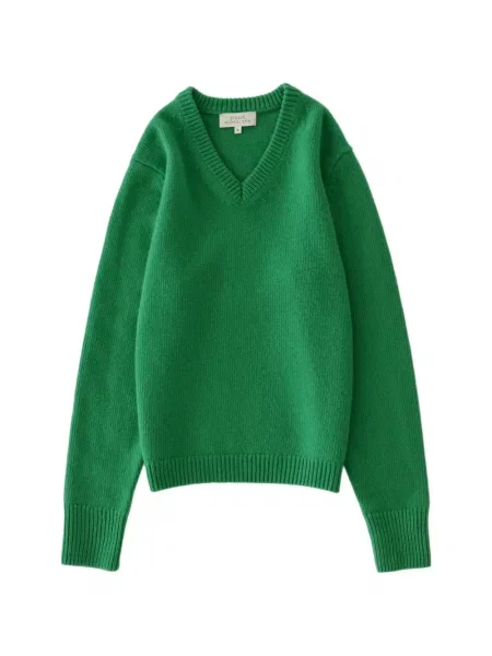 Pulover Studio Nicholson cu decolteu în V verde