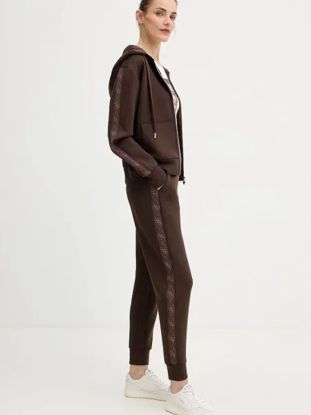 Спортивные штаны Guess с аппликацией коричневые