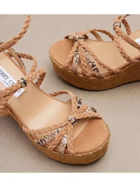 Espadrile Jimmy Choo din piele țesuți maro