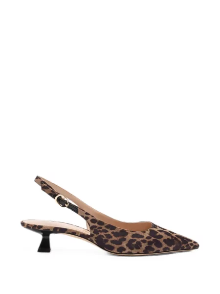 Pantofi cu toc Stuart Weitzman cu imagine cu model leopard slingback maro