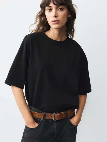 Pull&Bear Tricou supradimensional negru