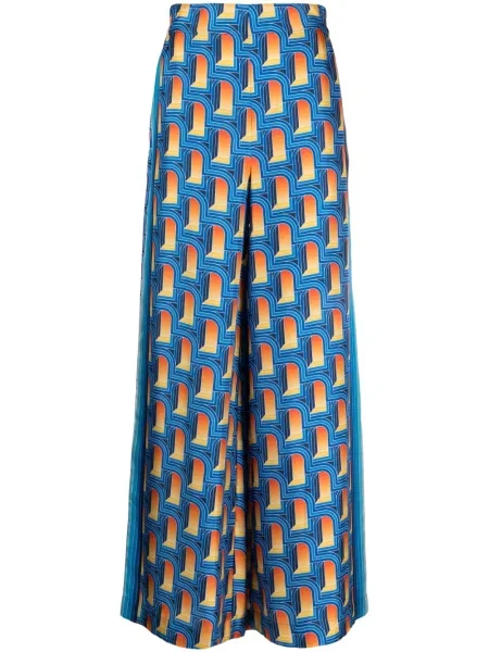 Pantaloni Casablanca de mătase cu imagine albastru