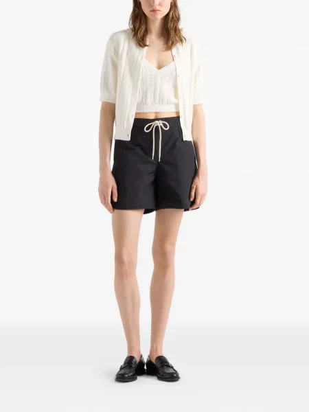 Scurt cardigan Prada ajurat alb