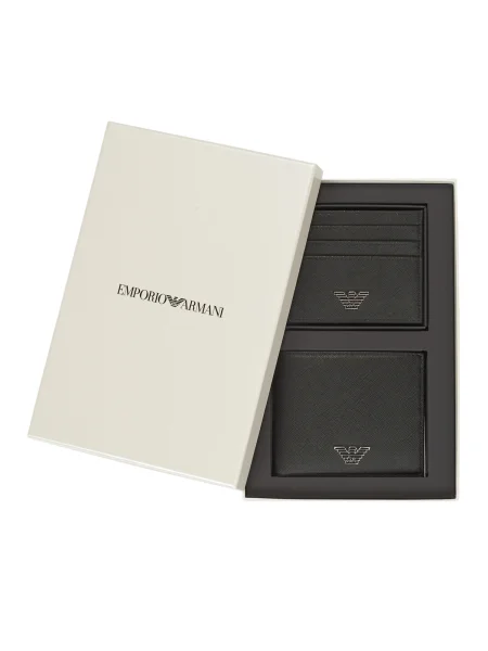 Emporio Armani bőr pénztárca és kártyatartó férfi fekete