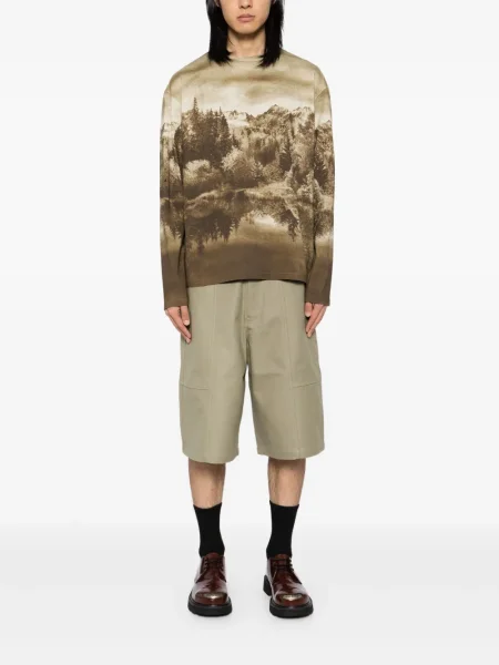 Pantaloni scurți Maison Kitsune cu broderie scurte verde