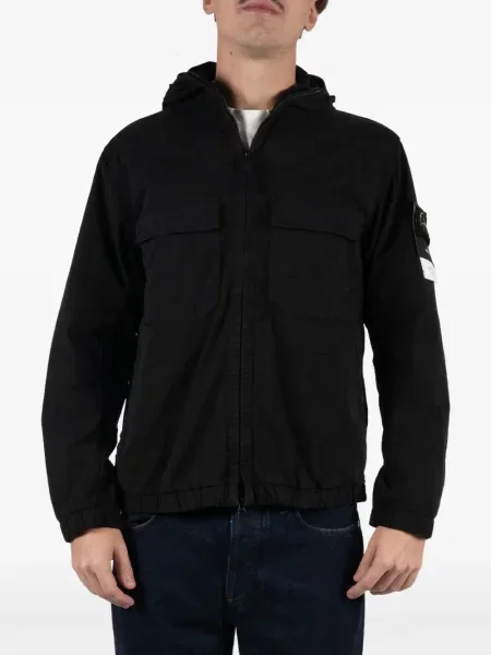 Geacă Stone Island cu glugă cu strasuri negru