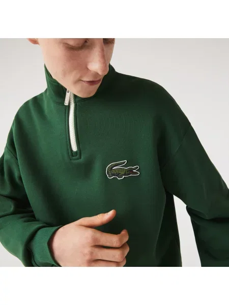Lacoste Unisex Bluza Z Bawełny Organicznej Ze Stójką I Zamkiem Błyskawicznym zielona