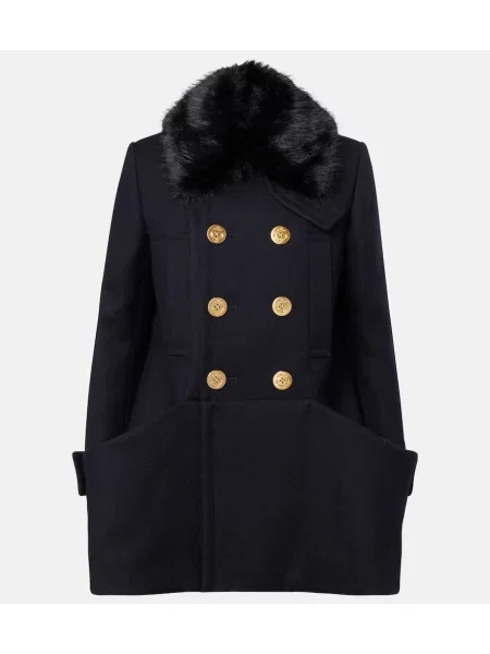 Palton Sacai de lână albastru