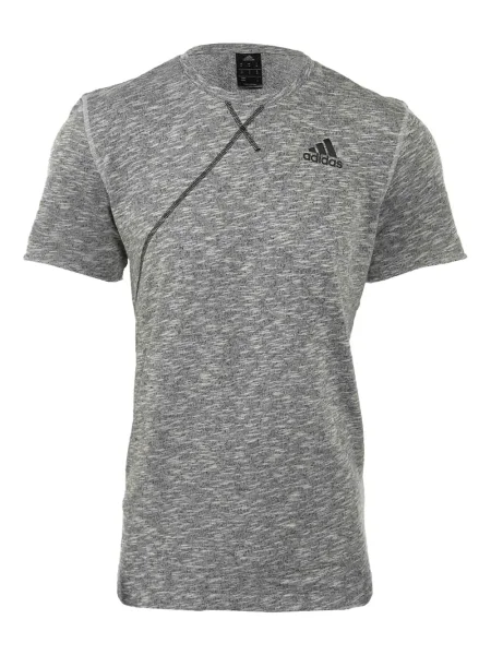 Dzianinowe haftowane polo Adidas w paski szare