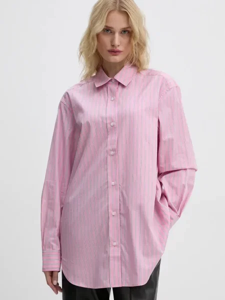 Samsoe Samsoe camasa din SALOVA femei cu guler clasic relaxed roz