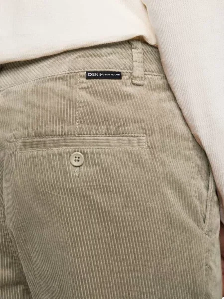 Spodnie sztruksowe z regularnym stanem z czystej bawełny Tom Tailor Denim