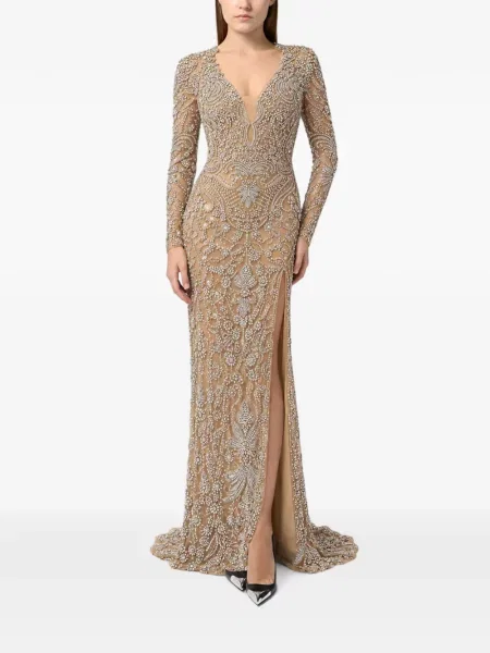 Lung rochie de seară Philipp Plein cu decolteu în V din tul