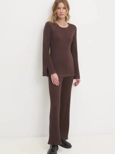 Answear Lab sweter i spodnie brązowy