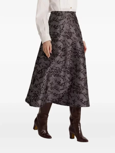 Fustă midi Alberta Ferretti cu model floral cu imagine în linie A gri