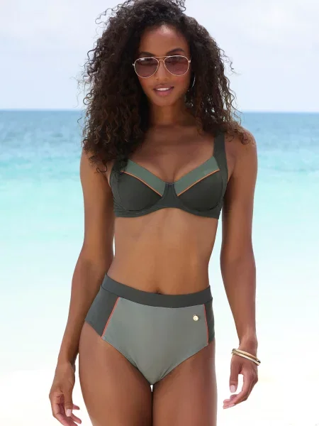 LASCANA Costum de baie două piese Yuna kaki / oliv portocaliu