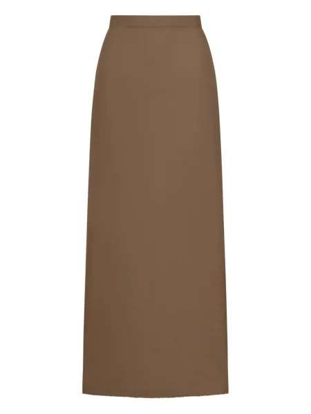 Fustă midi Max Mara din cașmir până la genunchi maro
