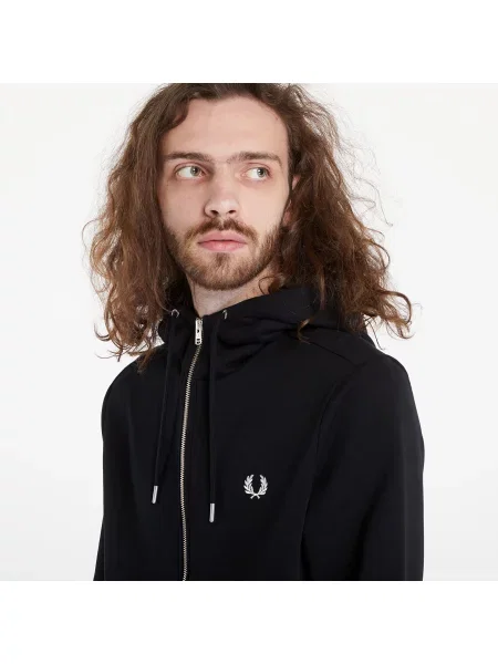 Hanorac FRED PERRY Hooded Zip Through Sweatshirt Black L negru
