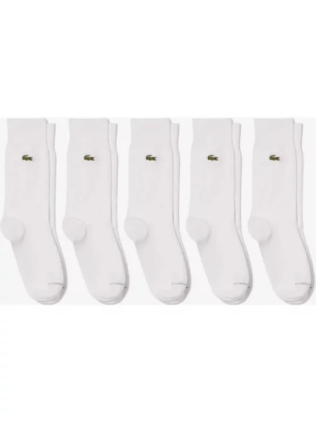 Skarpety Lacoste Cotton czysta biel 5 sztuk białe