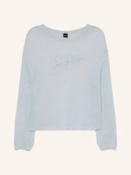 Boss Sweter Farazena Z Moherem grau niebieski