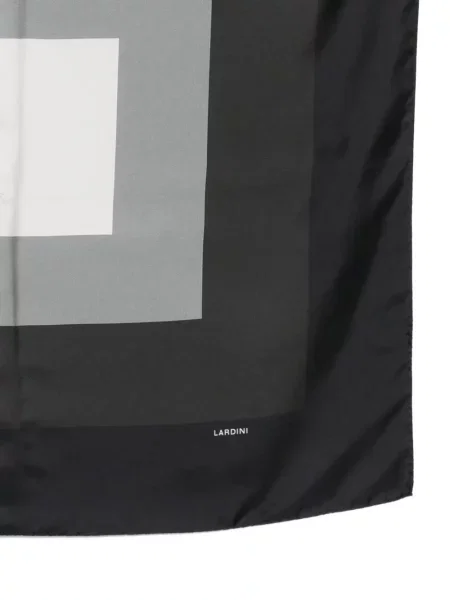 Fular Lardini de mătase cu imprimeu geometric negru