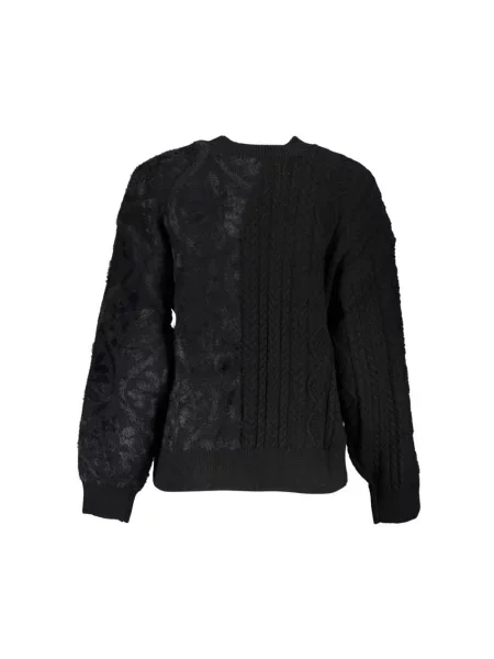 Dzianinowy sweter z golfem Desigual z wysokim kołnierzem elegancki czarny