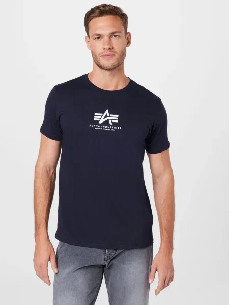 ALPHA INDUSTRIES Tričko námornícka modrá biela